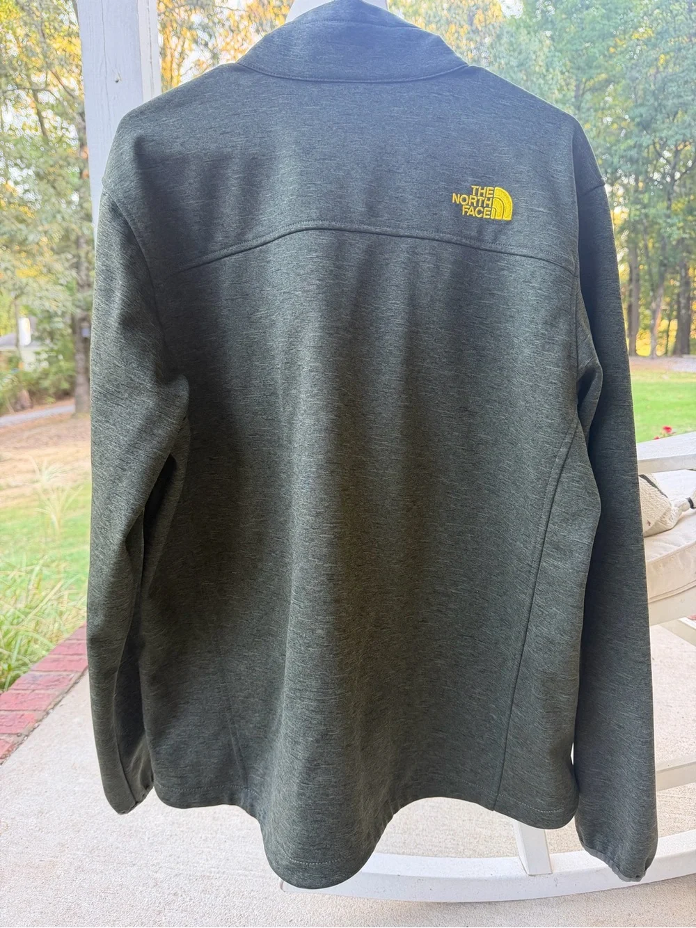 The North Face Olive Green Jacket with Yellow Trim